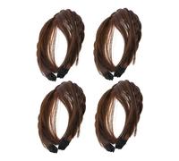 minkissy 4piezas Peluca Flequillo Sintética y Diadema Trenzada Extensiones De Cabello Frontal Para Mujeres y Niñas Disfruta Look