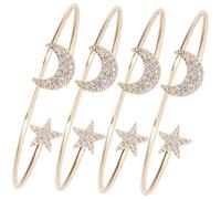minkissy 4piezas Pulsera De Luna y Apertura Ajustable Brazalete Tipo Puño Para Mujer Brazalete De Moda Luna y Para Joyería De Muñeca