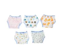 minkissy 5 Pañales de Tela Lavables para Ñiño Algodón Suave Estampado Patitos Ranas Leones Cocodrilos Huellas Corazones Tamaño Ajustado Reutilizable Adecuado para Recién Nacidos