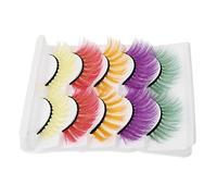 minkissy 5 Pares Pestañas Postizas Pestañas Finas Pestañas Pre Pegadas Máscara De Tubo Pestañas De Manga Pestañas Rojas Máscara Telescópica Tinte Tira De Pestañas Banda De Imitación