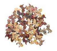 minkissy 50 Unidades Botones de Madera Forma de Caballo Pintados a Mano, Decorativas y Prácticas para Manualidades DIY en Chaquetas y Abrigos