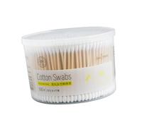 minkissy 500piezas Caja De Bastoncillos De Algodón Estuche Para Hisopos Hisopos Desmaquillantes Doble Cabeza Mango De Bambú