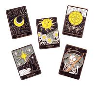 minkissy 5piezas Broche De Tarot Esmaltado De Pin Decorativo Creativo Aleación Duradera Diseño Único Unisex Para Ropa Bufandas y Sombreros Accesorio De Moda Diario