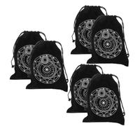 minkissy 6 Piezas bolsa con cordón tarjetas de oráculo bolsas carta del tarot bolsos de mano joyas bolsas de joyería makeup bag maletin de maquillaje tarotista bolsos de lazo franela Black