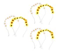 minkissy 6 Piezas Tocado De Girasol Accesorios Para El Cabello De Mujer Diadema Hawaiana Tocado De Novia Cubre Orejas Para Ducha Pelo De Flores Flor De Sol Guirnalda Perder Tela