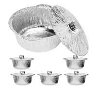 minkissy 6 Recipientes Desechables para Barbacoa de Aluminio 2000 Ml con Tapa, Ollas Resistentes al Calor para Asar, Cocinar y Calentar, Aptas para Estufa y Horno, Multifuncionales para