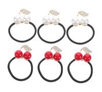 minkissy 6piezas Banda Elástica para Accesorios de Cabello Gomas Forma de Cereza y Gemas de Imitación Accesorios Brillantes para Mujer para Decoración de Cabello Fiesta