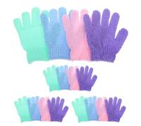 minkissy 8 Pares Guantes Exfoliantes de Nylon para Cuerpo Doble Textura para Limpieza Profunda Masaje y Eliminación de Piel Muerta Elástica