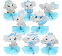 minkissy 8 Piezas de Decoración Colgante de Elefantes en Forma de Bola de Panal Azul, Adornos Festivos para Fiesta Infantil, Centro de Mesa para Cumpleaños y Shower