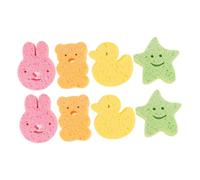 minkissy 8 piezas Esponjas de Baño para Bebés Esponjas de Pulpa de Madera para Limpiar y Bañar Recién Nacidos y Pequeños Incluye Amarillo de Madera Rosa y de Mar Verde