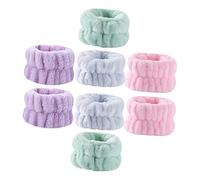 minkissy 8 Piezas muñequera de felpa cuidado personal muñequeras absorbentes bandas de lavado de muñeca cintas para el pelo para lavarse la cara muñequera de agua lavado de cara