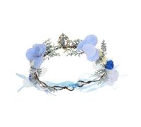 minkissy Adornos De Diadema De Flores Para Mujer Cadena Cabeza Tocado De Novia Diadema De Hadas Accesorio Cabello Disfraz De Cadena Frente Bodas y Fiestas