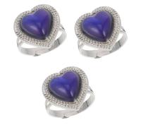 minkissy Anillo Termocrómico De 3 Piezas Para Mujer Con Temperatura Del Corazón Emoción Y Estado De Ánimo Ajustable Cambia De Color Anillos De Moda Aleación Azul