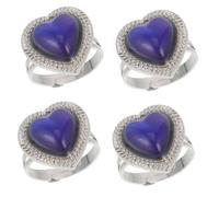 minkissy Anillo Termocrómico De 4 Piezas Que Cambia De Color Para Mujer Anillo De Corazón Para El Estado De Ánimo Y Las Emociones Anillo De Temperatura Y Emoción Joyería Ajustable Que