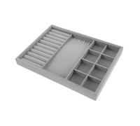 minkissy Bandeja Para Joyas Gris Grande 3 1, Organizador De Joyas De Terciopelo, Porta Anillos y Pendientes, Expositor Para Cajones, Almacenamiento Para Mujer, Espacio Amplio y Protegido