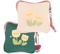 minkissy Bolsa Menstrual Portátil 2 Piezas Color Verde Oscuro y Rosa Bolso Compacto para Guardar Compresas Higiénicas y Tampones Bolsa Práctica para Uso Femenino Exteriores y Viajes