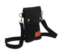minkissy Bolso Bandolera Pequeño para Teléfono Móvil de Lona Negra con Tres Compartimentos, Ligero y Versátil para Mujer, Adecuado para Uso Diario y Citas