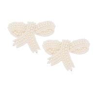 minkissy Botones de Perlas con Lazo para Decoración de Zapatos y Manualidades Par de Accesorios Diy para Bolsos y Calzado Color Blanco