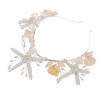 minkissy Bride Headband con Perlas Plata Diadema de de Mar y Conchas para Boda Playa Accesorios de Novia y Fiesta para Mujeres y Niñas