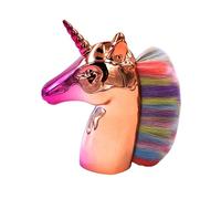 minkissy Brocha De Maquillaje Forma De Unicornio Con Mango Dorado y Cerdas Coloridas Para Polvo y Base Kit De Cosméticos Para Mujeres y Niñas