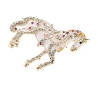minkissy Broche de Caballo Esmaltado en Color Claro con Gemas de Imitación, Pin Ligero de Esmalte, Accesorio de Joyería para Mujer, Obsequio para Cumpleaños y Año, Broche Animal Elegante