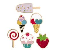 minkissy Broches De Helado y Piruleta De Fresa 6 Piezas Accesorios De Esmalte De Dibujos Animados Material Ligero Para Mujer y Niña Decoración Para Fiestas De Verano