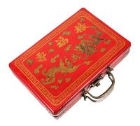 minkissy Caja de Mahjong de Madera Vintage Estuche para Fichas de Mahjong Caja de Almacenamiento Tapa para Jugadores Organizador Multifuncional para Juegos de Mesa