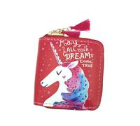 minkissy Cartera De Unicornio Corta De PU para Estudiantes Monedero De Dibujos Animados Rojo para Niñas Escuela