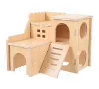 minkissy Casa de Hámster Multifuncional de Madera con Tobogán Refugio Doble Capa para Mascotas Pequeñas Accesorio para Jaulas y Juguetes de Hámster y Cobayas