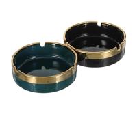 minkissy Cenicero para Fumar de Cerámica Redondo Ligero y Elegante, Resistente a Manchas y Fácil de Limpiar, Adecuado para Mesa de Café o Patio Diseño Vintage y Lujo Moderno