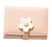 minkissy Clip De Dinero del Estudiante Alumno Bolso De Los Billetera Femenino Flor Chica del Bolso Joven Bolsos Chicas Bolsa Pequeña Color Monedero Estilo Coreano Cuero PU Rosa