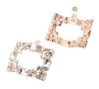 minkissy Clips Decorativos para Zapatos de Boda 2 Piezas, Adornos de Cristal Removibles para Tacones Altos, Hebillas Cuadradas de Metal Rosa para Fiesta y Ocasiones Obsequios