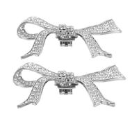 minkissy Clips para Zapatos de Tacón Lazo Desmontable y Gemas de Imitación, Hebillas para Mujer, Accesorios Brillantes para Boda y Fiesta, 1 Par, Color Plata M1001