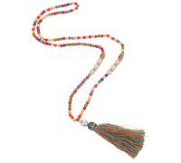 minkissy Collar Bohemio de Cuentas de Colores Borla Hecho a Mano para Mujer, Accesorio Ligero para Playa y Suéter, Largo Estilo Boho, Joyería Étnica Artesanal, Colorido, Multiuso, Tamaño