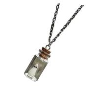 minkissy Collar Colgante de Botellas en Miniatura de Vidrio Transparente con Fantasmas Luminiscentes Verde, Cadena Ligera y Decoración para Halloween, Fiestas y Uso Diario