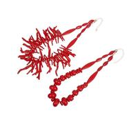 minkissy Collar de Cuentas de Coral Rojo Coral para Mujer, Gargantilla Bohemia Vintage Diseño Exagerado, Accesorio Versátil para Playa y Viajes