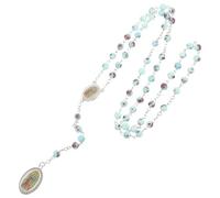 minkissy Collar de Rosario para Hombre Cuentas de Aleación Verdes, Joyería Religiosa Católica Nuestra Señora de Guadalupe, Accesorio Masculino Estético para Uso Diario y Oración