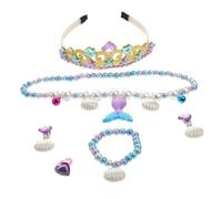minkissy Conjunto de Joyas para Niña Collar Pulsera y Tiara con Conchas y Perlas Accesorios Duraderos para Fiesta de Disfraces y Carnaval