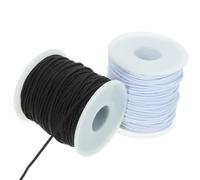 minkissy Cordón Elástico para Pulsera 1,5 Mm de Grosor, 2 Rollos de Cuerda Negra y Color Claro, 40 M por Rollo, Hilo Resistente para Fabricación de Joyas DIY y Pulseras Elásticas