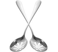 minkissy Cucharas Ranuradas de Acero Inoxidable, Set 2 Piezas, Utensilios Ergonómicos para Servir, Cucharas Portátiles para Ensaladas y Frutas, Utensilios para Uso Diario en Cocina