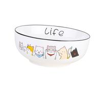 minkissy Cuenco Estampado de Gato de Cerámica de 6 Pulgadas, Fácil de Limpiar y Apto para Platos Fríos y Calientes, Adecuado para Desayuno y Uso Diario en Cocina