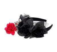 minkissy Diadema De Calavera Tocado De Halloween Cosplay Tocado Dia De Muertos Broche De Pelo Fiesta Cosplay Diadema Con Rosa De Calavera Víspera De Todos Resina Black