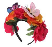 minkissy Diadema de Flores Falsas Rosas 3D Mariposas para Fiestas Banda Cabello de Tela Suave en Color Fucsia Accesorio Decorativo para Trenzas y Eventos Obsequios