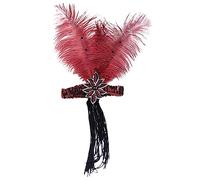 minkissy diadema de oro borlas Venda volante fruncido cabello 1920 accesorios mujeres tocado de aleta accesorios de los años 20 para mujer pluma artificial
