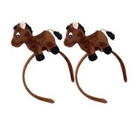 minkissy Diadema de Peluche Caballo Marrón para Disfraz 2 Piezas Accesorio Cabello Diseño de Animales Banda para Fiesta del Año Chino 2026 Tocado Temático para Adultos