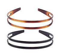 Minkissy Diademas de plástico duro doble fila aros para el cabello vintage cintas antideslizantes con dientes para mujeres 2 piezas