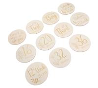 minkissy Discos Semanales de Madera para Embarazo, Señal Semanal Redonda Doble Cara, Accesorio Fotográfico para Futuras Mamás, Tarjetas de Crecimiento Ñiño, Set de 11 Piezas