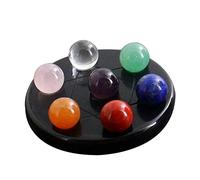 minkissy Esfera de Cristal 7 Chakras Obsidiana Negra y Hexagrama, Incluye Plato de Aperitivo de Estrellas para Sanación y Buena Suerte en Meditación Color Aleatorio