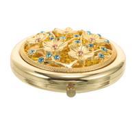 minkissy Espejo De Tocador Compacto Espejo De Maquillaje Vintage De Viaje Cosmético De Bolsillo De Metal Plegable Dorado para Mujer