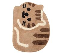 minkissy Felpudo Antideslizante para Baño en Diseño Gato de Peluche, Alfombrilla Absorbente de Agua Color Caqui, Tapete Decorativo Práctico para Entrada y Dormitorio, Felpudo TPR